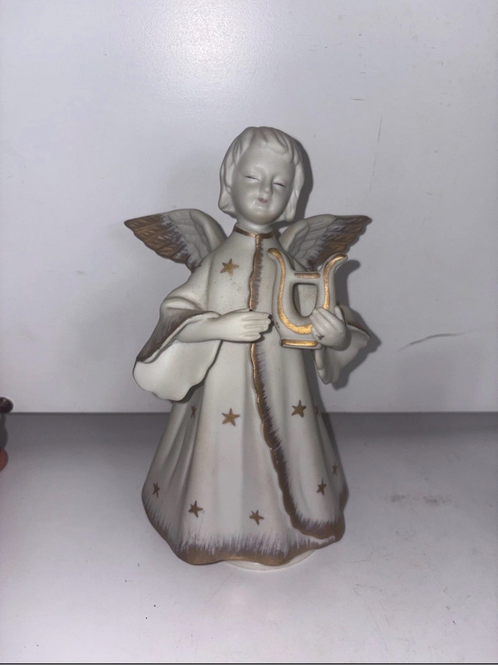 Vintage Schmid  Angel With Tamborine "Silent Night" Rotating Music Box Japan